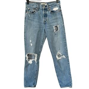 Levi's Wedgie Icon Fit Button Fly Distressed Authentically Yours Womens Jeans 25